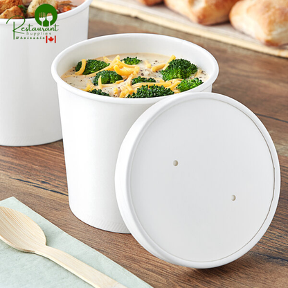 Choice 26 oz. White Double Poly-Coated Paper Food Cup with Vented Paper Lid - 250/Case