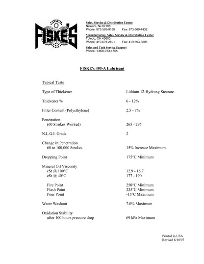 FISKE BROTHERS 493-A Lubricant – 55 GALLON DRUM