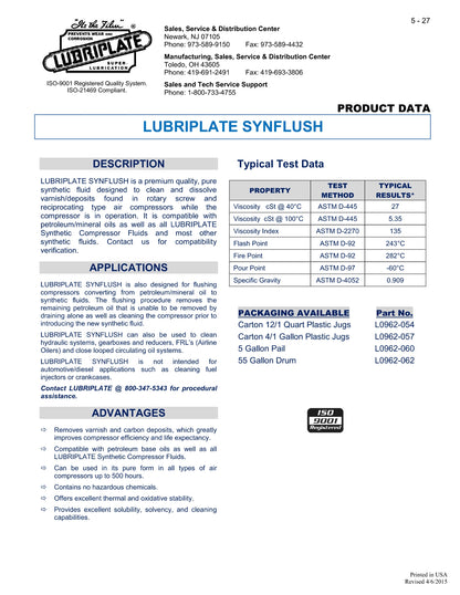 L0962-054 LUBRIPLATE SYNFLUSH (DIESTER SYNTHETIC FLUSH SOLVENT) – CASE OF 12 – 1 QUART BOTTLES