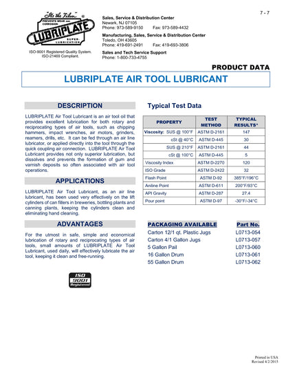 L0713-062 LUBRIPLATE AIR TOOL LUBRICANT – 55 GALLON DRUM