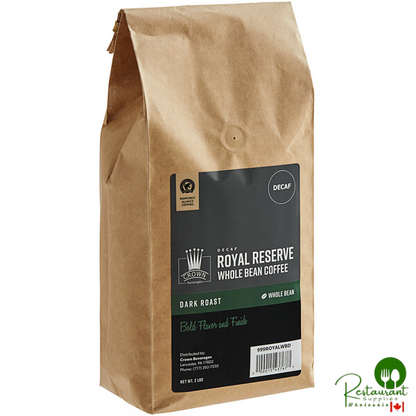 Crown Beverages Royal Reserve Sumatra Decaf Whole Bean Coffee 2 lb. - 5/Case