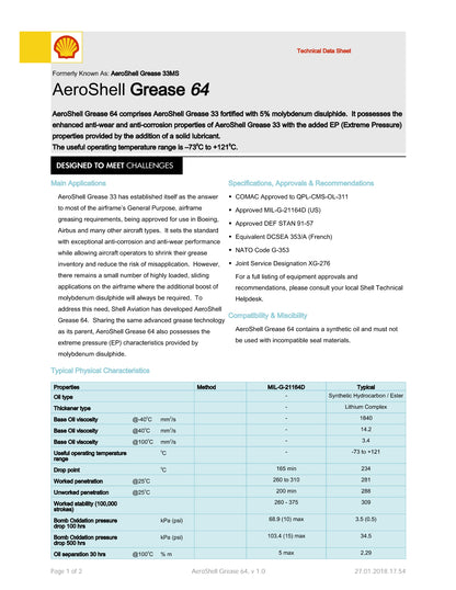 SHLAERGR64TUBE AeroShell Grease 64 – CASE OF 10 – 13.4oz TUBES