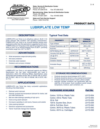 L0172-040 LUBRIPLATE LOW TEMP – 55 GALLON DRUM