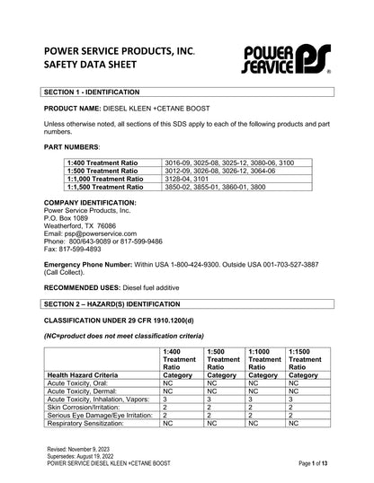 POWER SERVICE DIESEL KLEEN DRUM, 3855-01 + CETANE BOOST – 1/55