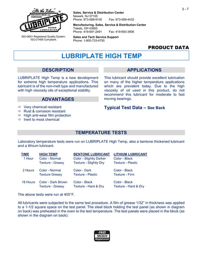 L0161-005 LUBRIPLATE HIGH TEMP- CASE OF 4 – 6LB TUBS