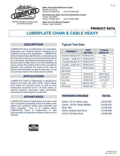 L0136-039 LUBRIPLATE CHAIN & CABLE HEAVY – 16 GALLON KEG
