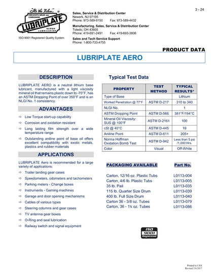 L0113-035 LUBRIPLATE AERO – 5 GALLON PAIL