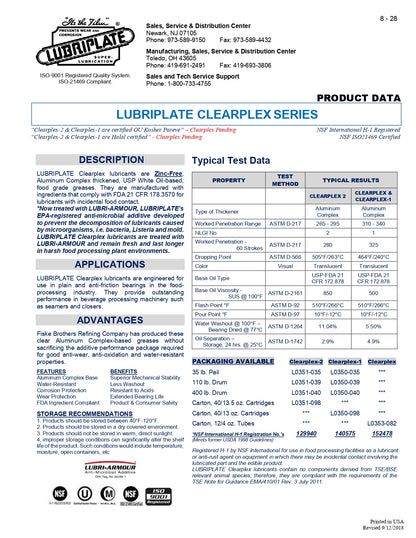 L0350-098 LUBRIPLATE CLEARPLEX-1 – CASE OF 40 CARTRIDGES