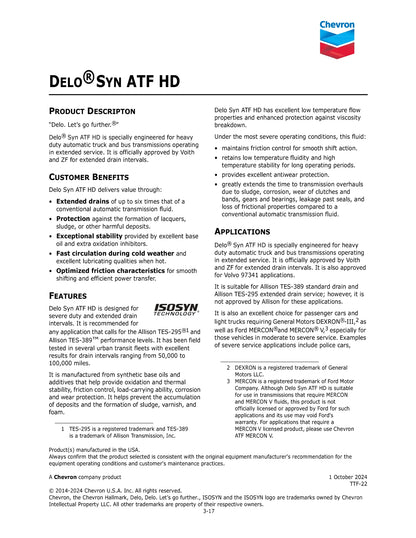 CHEVRON DELO SYN ATF HD – 55 GALLON DRUM
