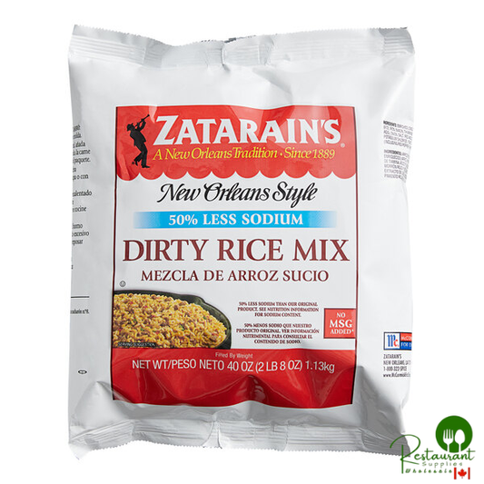 Zatarain's 40 oz. Reduced Sodium Dirty Rice Mix - 6/Case