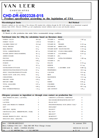 Van Leer Semi-Sweet 1M Chocolate Chips – 22 lb Bulk