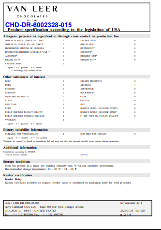 Van Leer Semi-Sweet 1M Chocolate Chips – 22 lb Bulk