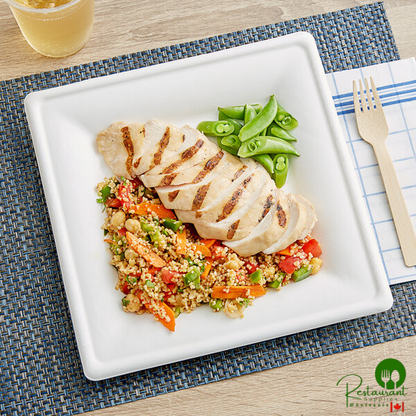 EcoChoice 10" x 10" Compostable White Plant Fiber Square Plate - 75/Pack