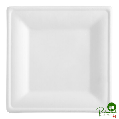 EcoChoice 10" x 10" Compostable White Plant Fiber Square Plate - 75/Pack