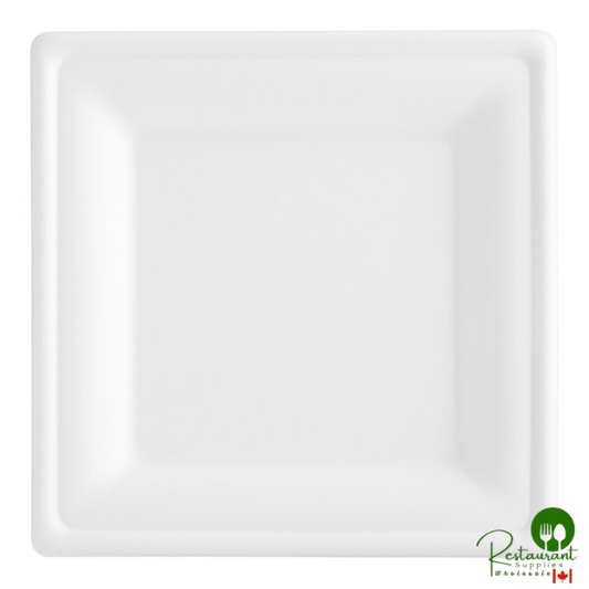 EcoChoice 8" x 8" Compostable White Plant Fiber Plant Fiber Square Plate - 100/Pack