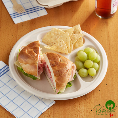 EcoChoice 10" Natural Plant Fiber 3 Compartment Plate - 125/Pack