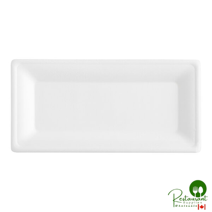 EcoChoice 10" x 6" Compostable White Plant Fiber Rectangular Plate - 100/Pack