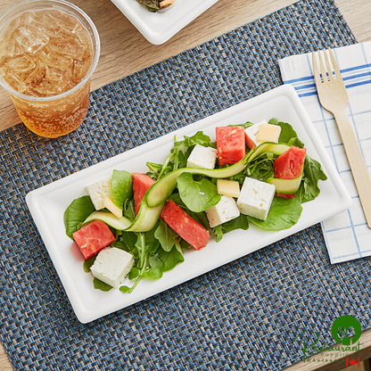 EcoChoice 10" x 6" Compostable White Plant Fiber Rectangular Plate - 100/Pack