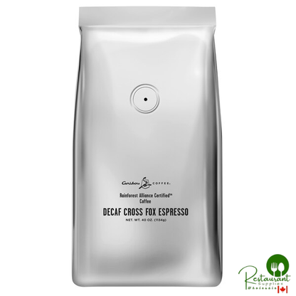 Caribou Coffee 2.5 lb. Cross Fox Whole Bean Decaf Espresso - 4/Case