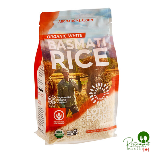 Lotus Foods Regenerative Organic Long Grain White Basmati Rice 30 oz. - 6/Case