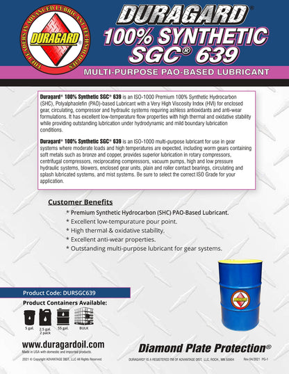 DURAGARD® SGC 639 100% SYNTHETIC ISO 1000 – 5 GALLON PAIL