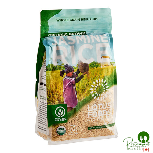 Lotus Foods Organic Long Grain Brown Jasmine Rice 30 oz. - 6/Case