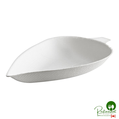 EcoChoice 3 3/4" Compostable White Plant Fiber Leaf Appetizer Dish - 25/Pack