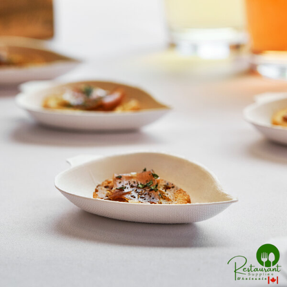 EcoChoice 3 3/4" Compostable White Plant Fiber Leaf Appetizer Dish - 25/Pack