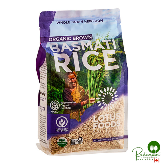 Lotus Foods Regenerative Organic Long Grain Brown Basmati Rice 30 oz. - 6/Case