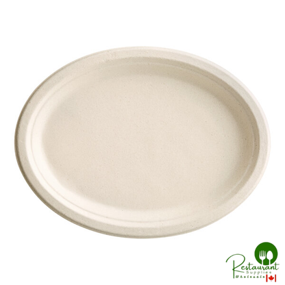 EcoChoice 10" x 7 1/2" Natural Plant Fiber Oval Plate - 125/Pack