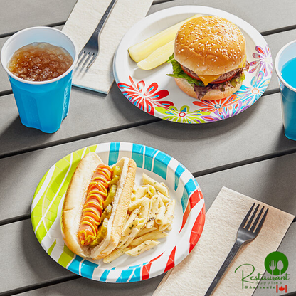 Solo AnyDay 8 1/2" Assorted Lush Blooms / Wavy Tropics Paper Plates - 560/Case