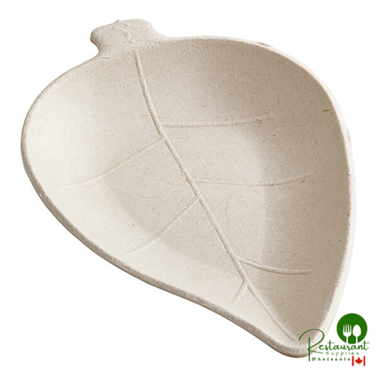EcoChoice 3 3/4" x 2 1/4" Natural Plant Fiber Leaf Appetizer Plate - 25/Pack