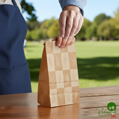 Bagcraft Packaging 300282 4 lb. EcoCraft Dubl-Wax® Kraft Bag with Artisan Print - 500/Case