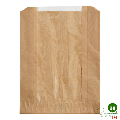Bagcraft Packaging 300116 6 1/2" x 2" x 8 1/2" Ecocraft Kraft Grease Resistant Single Serve Window Bagel / Sandwich / Bakery Bag - 500/Case
