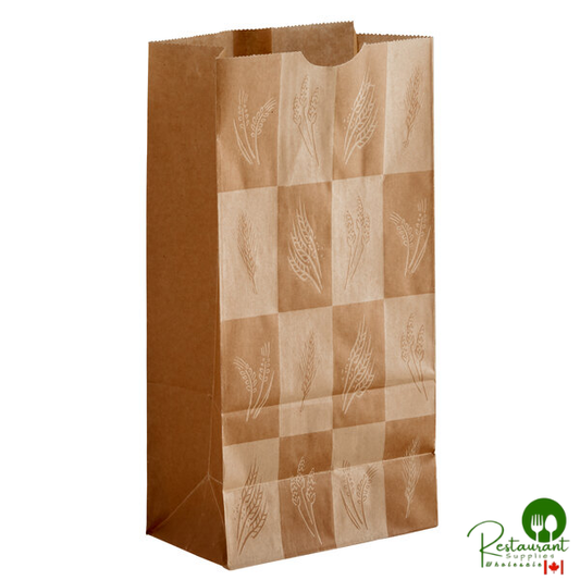 Bagcraft Packaging 300284 8 lb. EcoCraft Dubl-Wax® Kraft Bag with Artisan Print - 500/Case