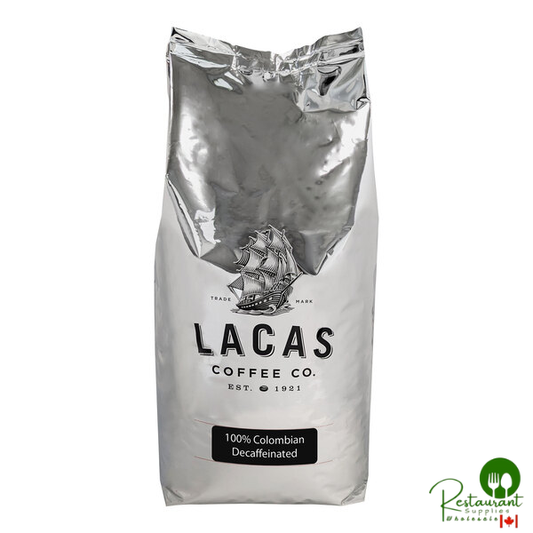 Lacas Coffee 100% Colombian Decaf Whole Bean Coffee 5 lb. - 4/Case
