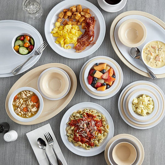 Acopa Foundations 6 1/2" White Narrow Rim Melamine Plate - 12/Case