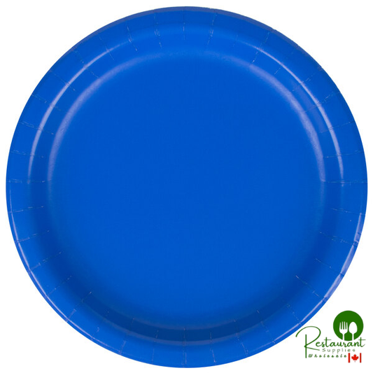Creative Converting 793147B 7" Cobalt Blue Round Paper Plate - 240/Case