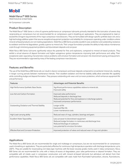 MOBIL RARUS 829 ISO-150 100% SYNTHETIC DIESTER FOR RECIP COMP (SAME AS I-R SYN DIESTER) – 55 GALLON DRUM
