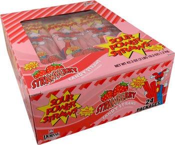 Sour Power Straws Strawberry 1.75oz 12/24ct