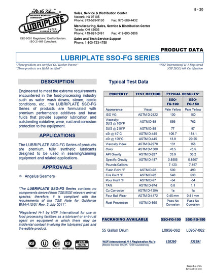 L0957-062 LUBRIPLATE SSO-FG 150 – 55 GALLON DRUM