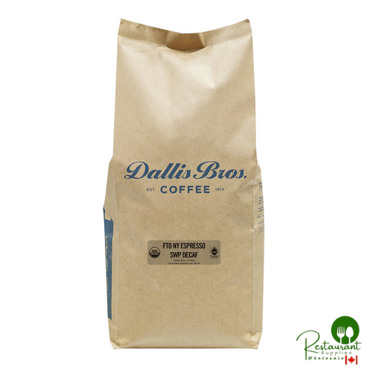 Dallis Bros Fair Trade Organic New York Espresso Decaf Whole Bean Espresso 5 lb. - 2/Case