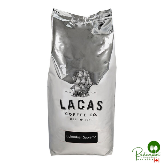 Lacas Coffee Colombian Supremo Whole Bean Coffee 5 lb. - 4/Case
