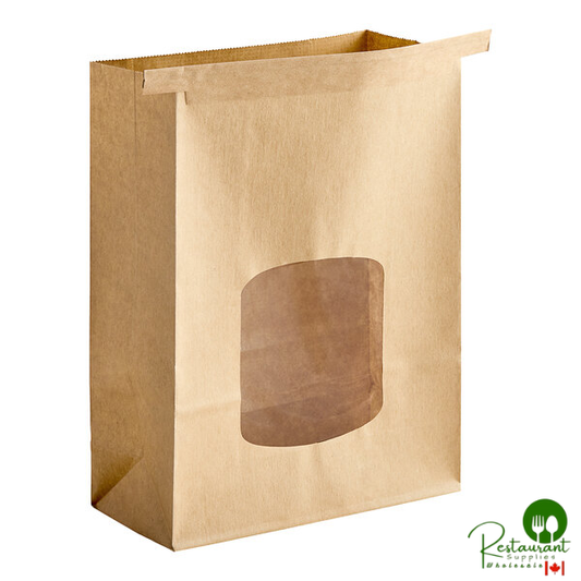 Bagcraft 2 lb. Natural Stand-Up Bakery Bag with Window and Tin Tie Closure - 500/Case