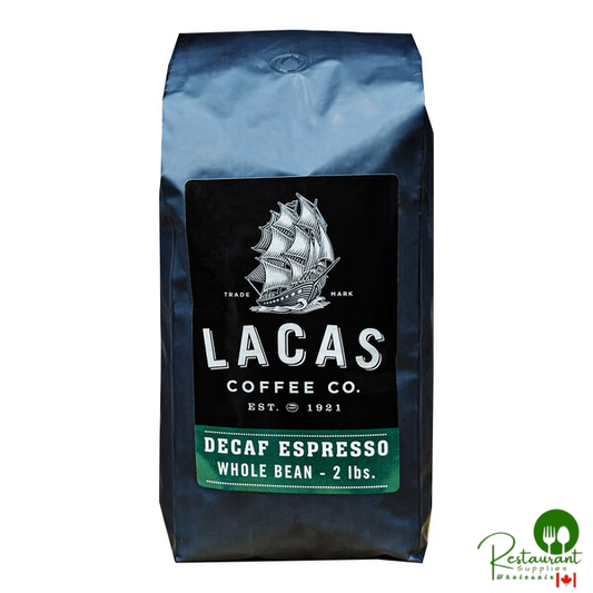 Lacas Coffee Decaf Whole Bean Espresso 2 lb. - 4/Case