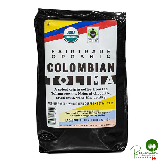 Lacas Coffee Fair Trade Organic Colombian Tolima Whole Bean Coffee 2 lb. - 8/Case