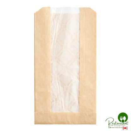 Bagcraft Dubl-Panel® 5" x 1 3/4" x 9" Natural Insulated Bakery Bag with Window - 500/Case