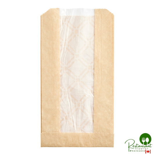 Bagcraft Dubl-Panel® 5" x 1 3/4" x 9" Natural Insulated Bakery Bag with Window - 500/Case