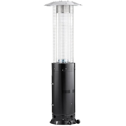 Backyard Pro Courtyard Series RNDFHBLK Black Round Portable Propane Outdoor Patio Heater with Glass Tube - 46,000 BTU