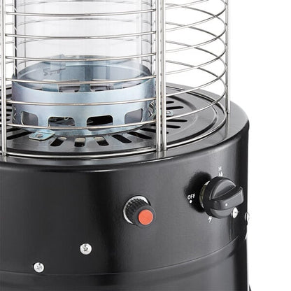 Backyard Pro Courtyard Series RNDFHBLK Black Round Portable Propane Outdoor Patio Heater with Glass Tube - 46,000 BTU